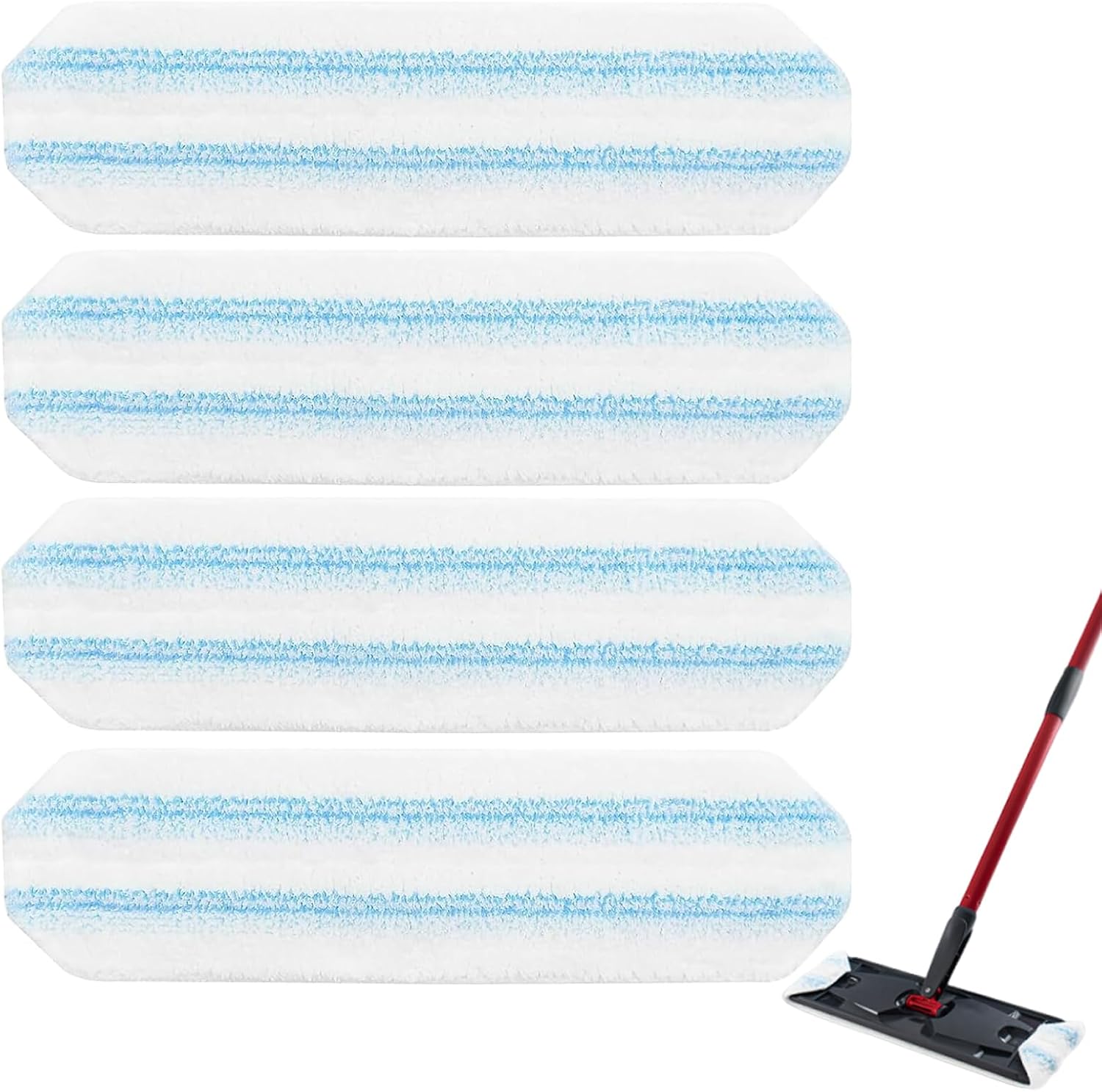 4-Pack Replacement Mop Pads for O-Cedar H2pro Flat Mop System & Vileda | O'Cedar H2 Pro Microfiber Mop Heads Replacements | Washable Reusable Refills | Safe on