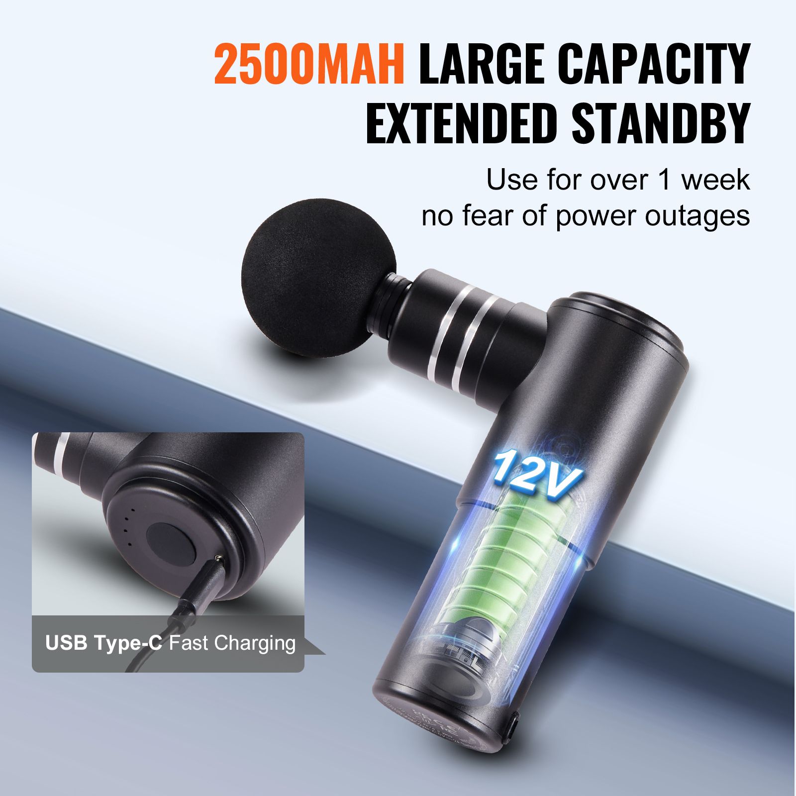 Massage Gun Deep Tissue, Percussion Muscle Massager for Athletes - with 4 Speed Levels & 4 Massage Heads, 12V 2500mAh Batteries, Handheld Electric Massage Gun — image 4