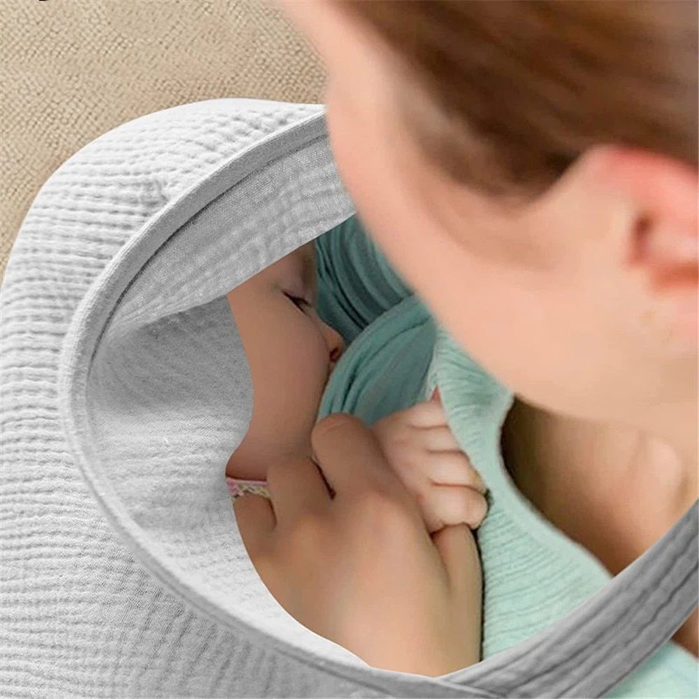 Nursing Cover for Baby Breastfeeding, Breathable Cotton Breastfeeding Cover with Rigid Hoop for Mother Nursing Apron, Multi-use Carseat Canopy（grey） — image 2