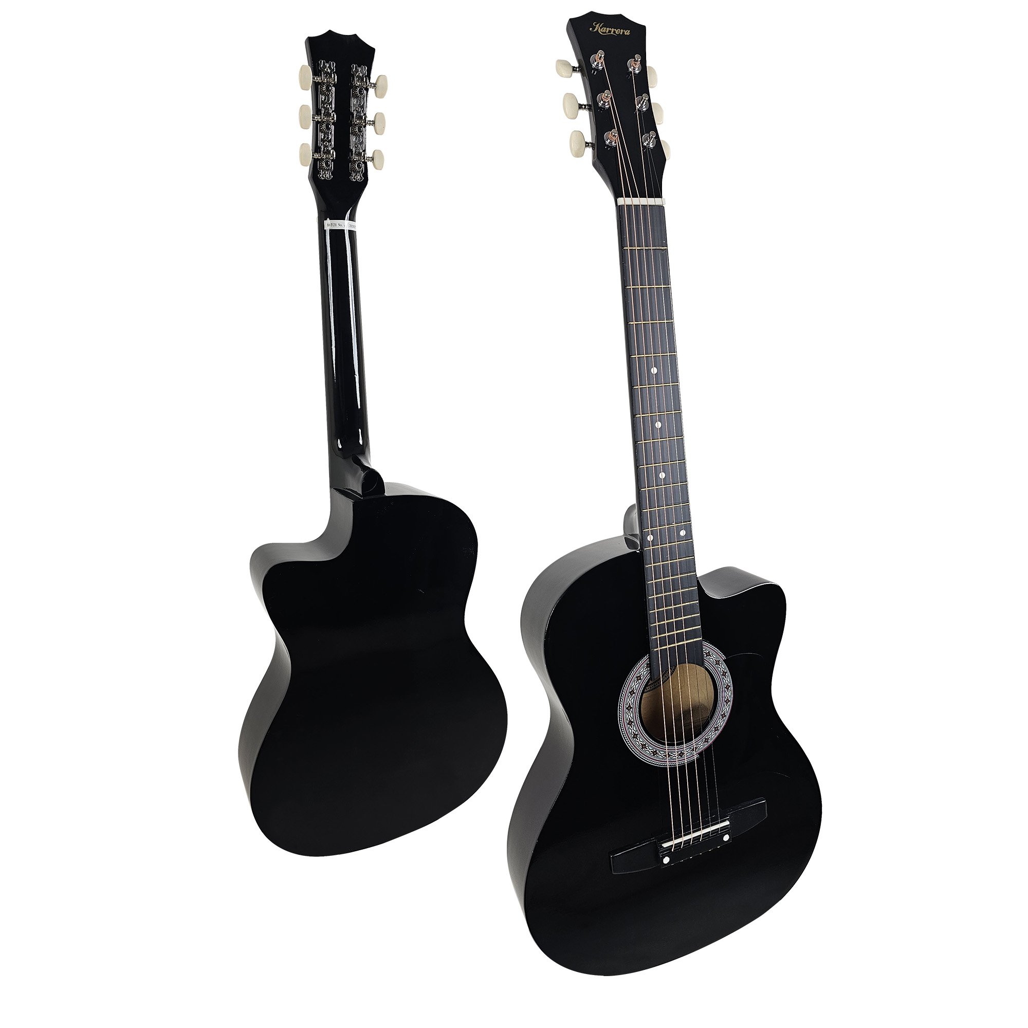 Karrera 38in Cutaway Acoustic Guitar with guitar bag - Black โ image 5