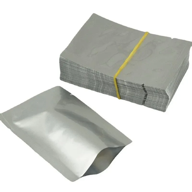 Silver Open Top Aluminum Foil Packaging Bags Heat Seal Vacuum Food Pouches - 24X37CM