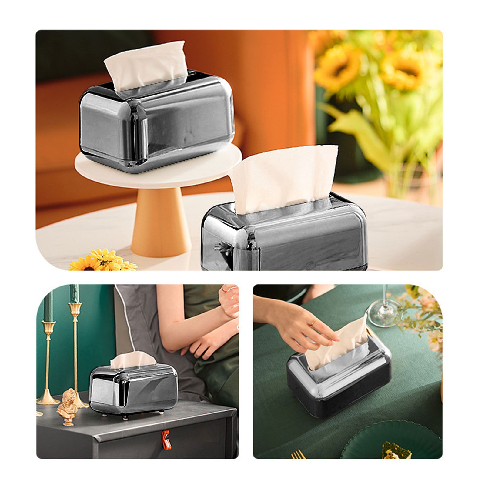 Tissue Box Cover Square 6x4x5" - Acrylic Tissue Box Holder, Elegant Tissue Holder & Napkin Dispenser for Home - Modern Kleenex Box Covers for Office — image 3