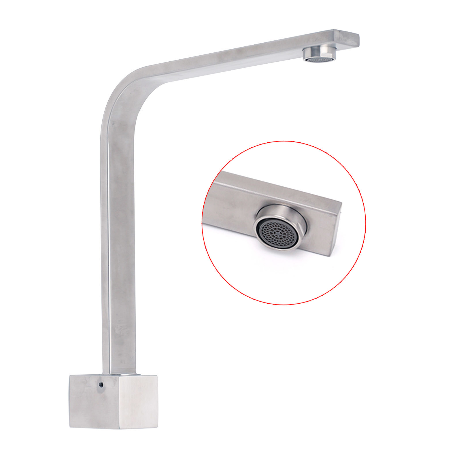 Brushed Nickel Square Spout Gooseneck Arm High Rise Bathtub Filler Water Outlet — image 3