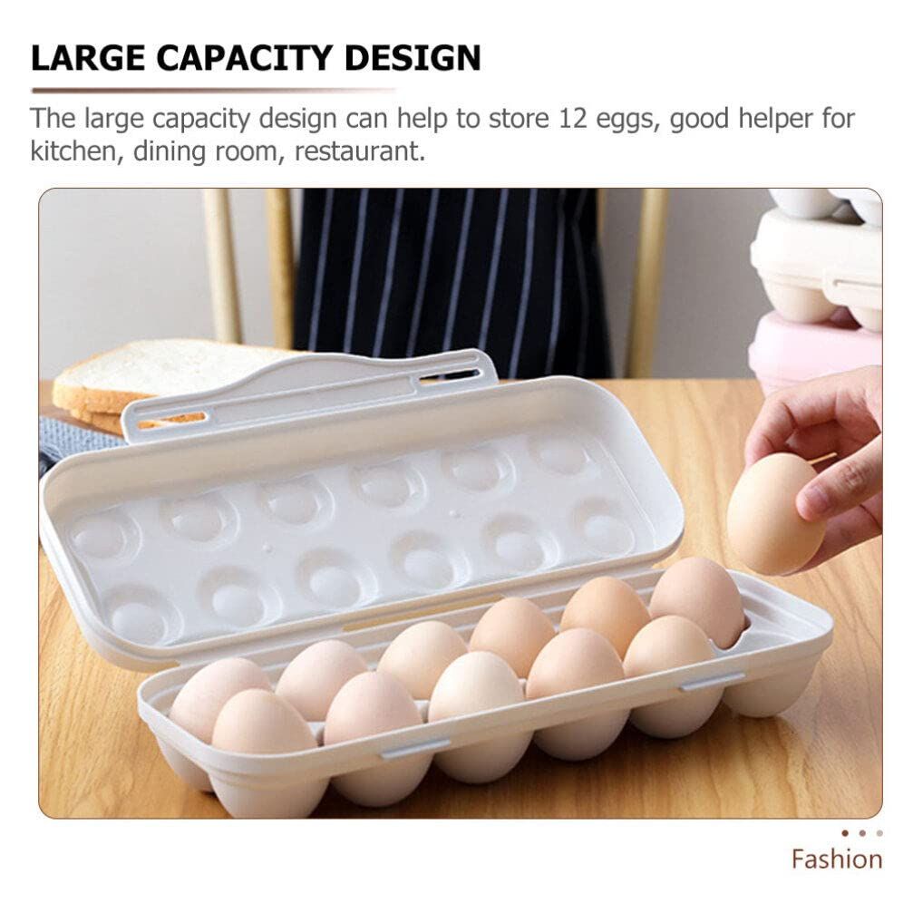 Egg Holder Refrigerator Egg Holder 12 Count Egg Storage Container Plastic Covered Egg Tray Dozen-section Carrier Bin with Lid — image 3