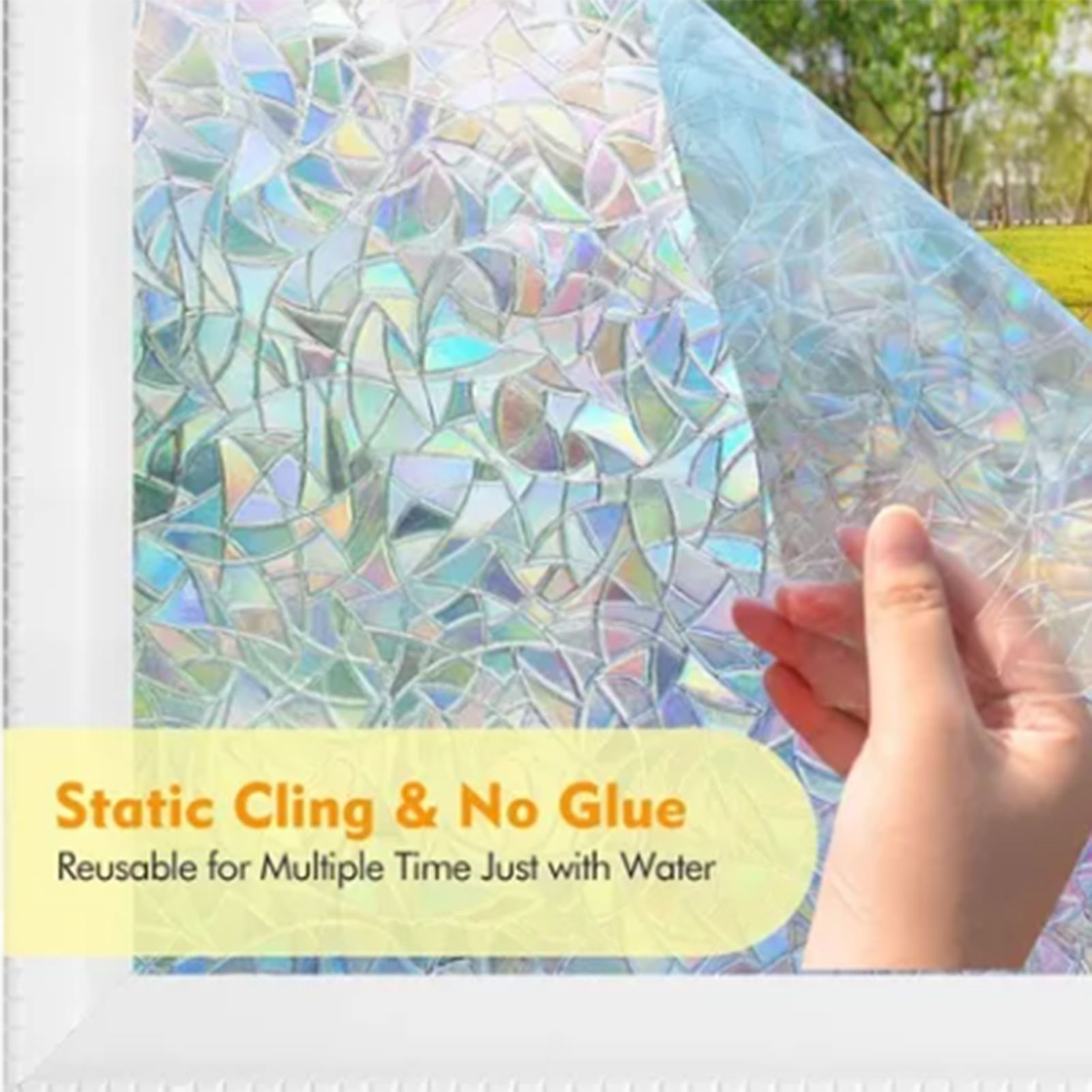 45x200cm Decorative Window Privacy Film 3D Rainbow Window Film Static Cling Window Sticker — image 6
