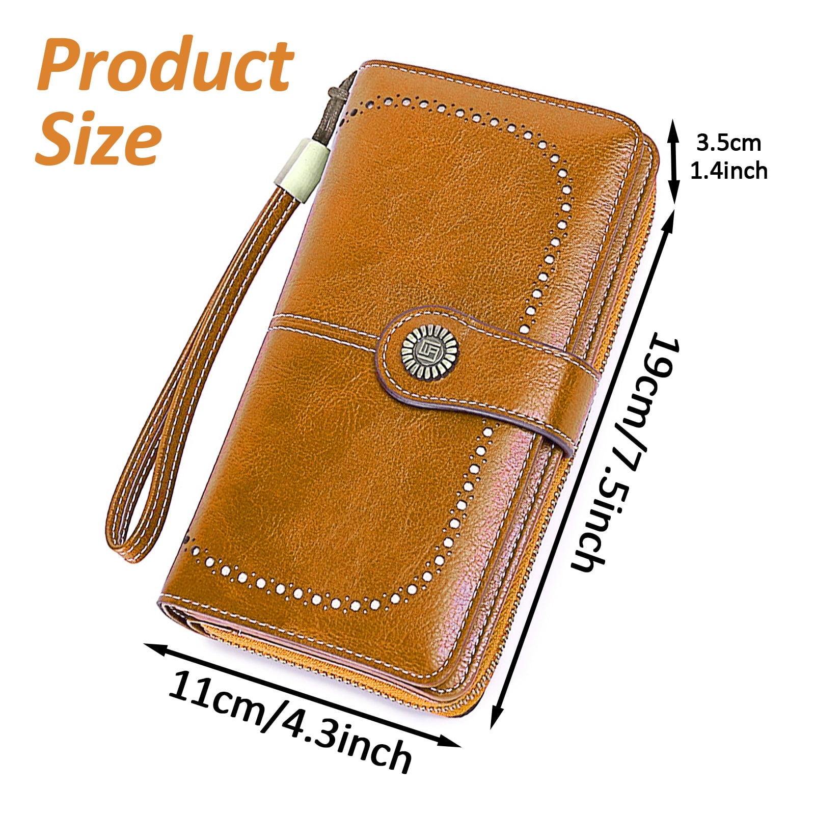 Leather Wallet Women Rfid Blocking Large Capacity, Zip Around Long Wallet - Pu Phone Clutch Purse, Trifold Ladies Wallets Coins Zipper Pocket with Id Window — image 2