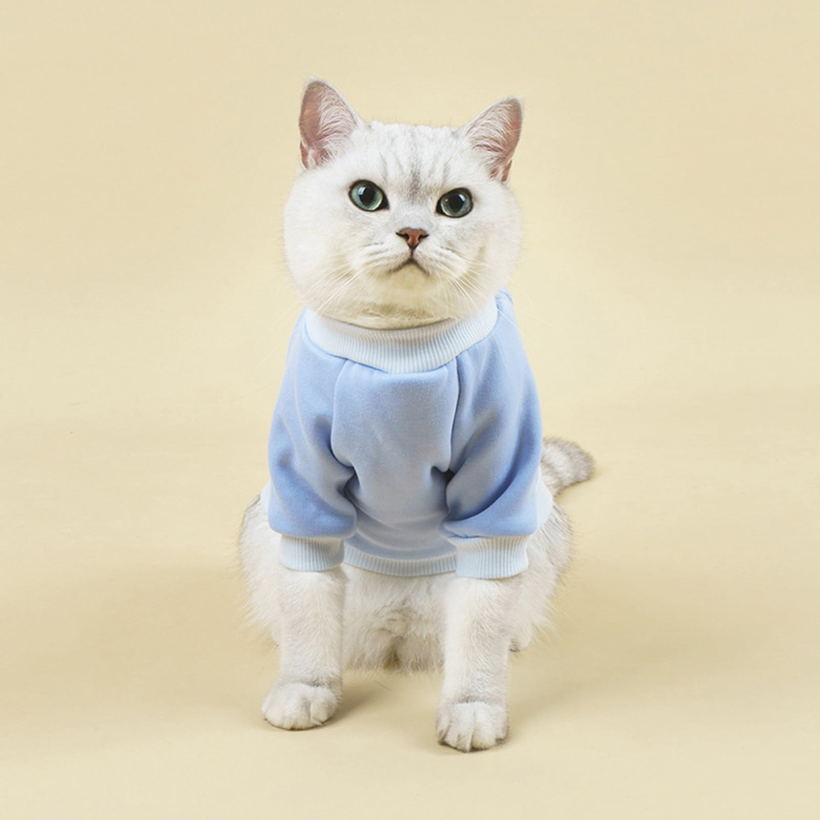 Pet Hoodie, Dog Winter Sweater Cat Warm Clothes Pet Sweater Round Neck Solid Color Thickening Cat Dog Knitwear Sweater for Cats Or Dogs in Cold Season (Light — image 2