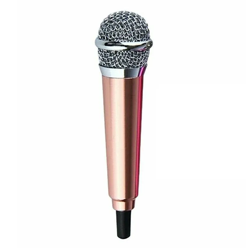 Mini Microphone Portable Vocal Instrument Mic for Mobile Phone Laptop Notebook - Rose Gold