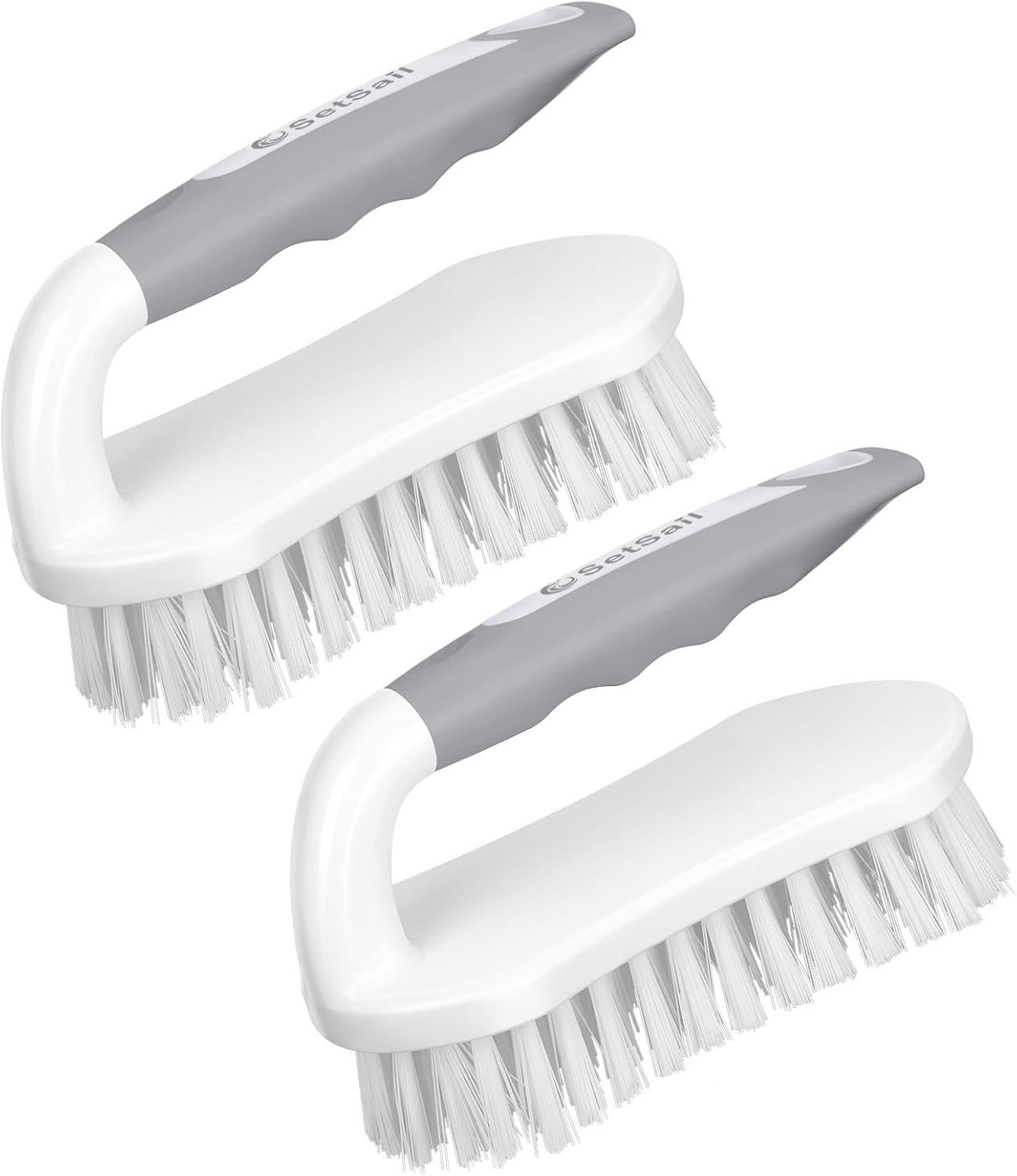 2 Pack Heavy-Duty Scrub Brushes with Stiff Bristles, Ergonomic Non-Slip Cleaning Brushes for Showers, Bathrooms, Kitchens and Carpets