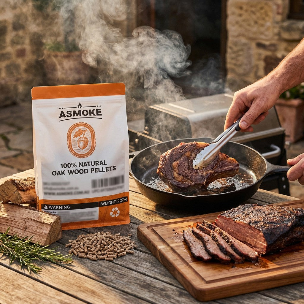 ASMOKE 19kg (40lbs) Premium Oak Wood BBQ Smoker Pellets Bulk Bundle (8 x 2.27kg Bags) — image 3