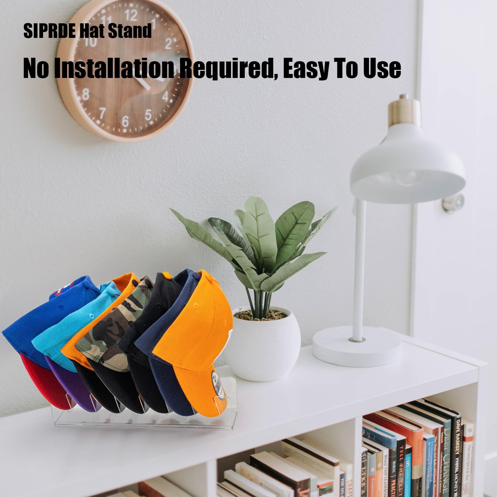 Hat Stand for Baseball Caps Display and Organizer - 2 Pack, No Install Acrylic Hat Holder for 14 Baseball Caps for Bedroom(Clear) — image 3