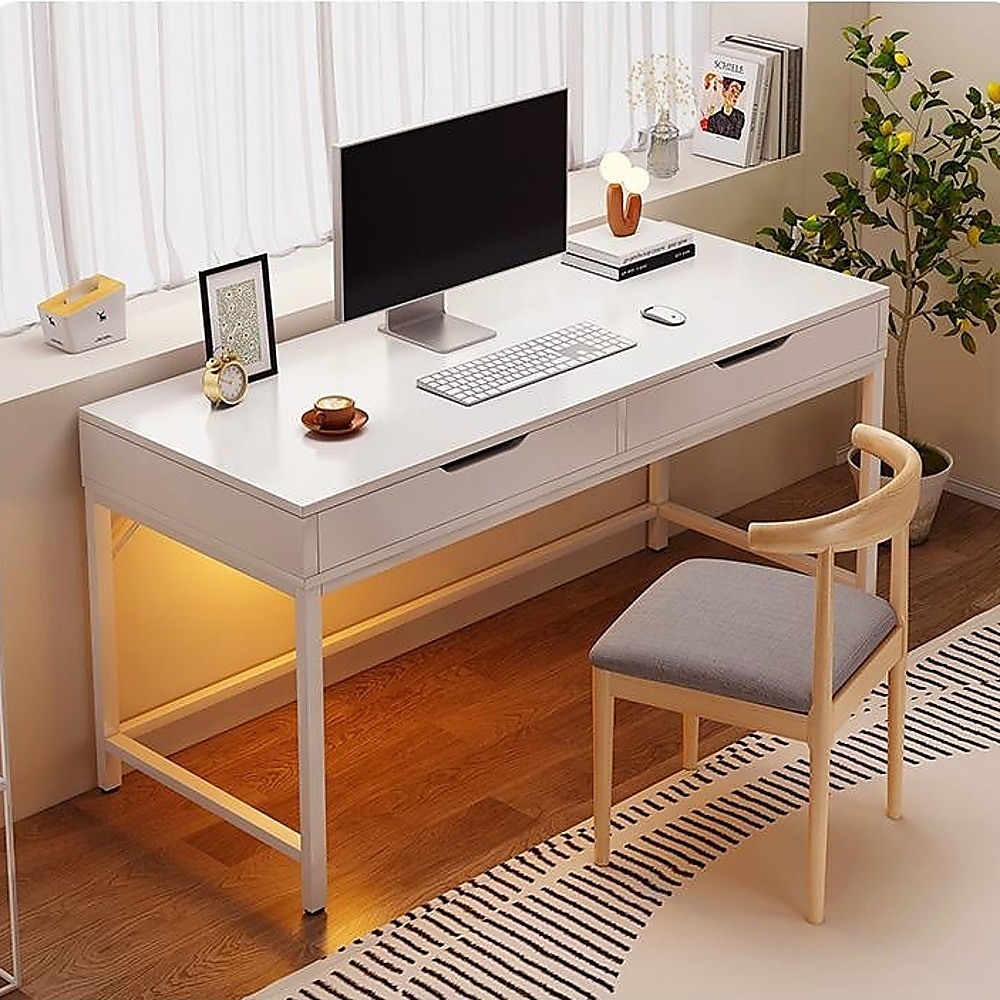 White Computer Desk – Modern PC Laptop Table for Gaming, Home Office, or Study Space Furniture — image 2