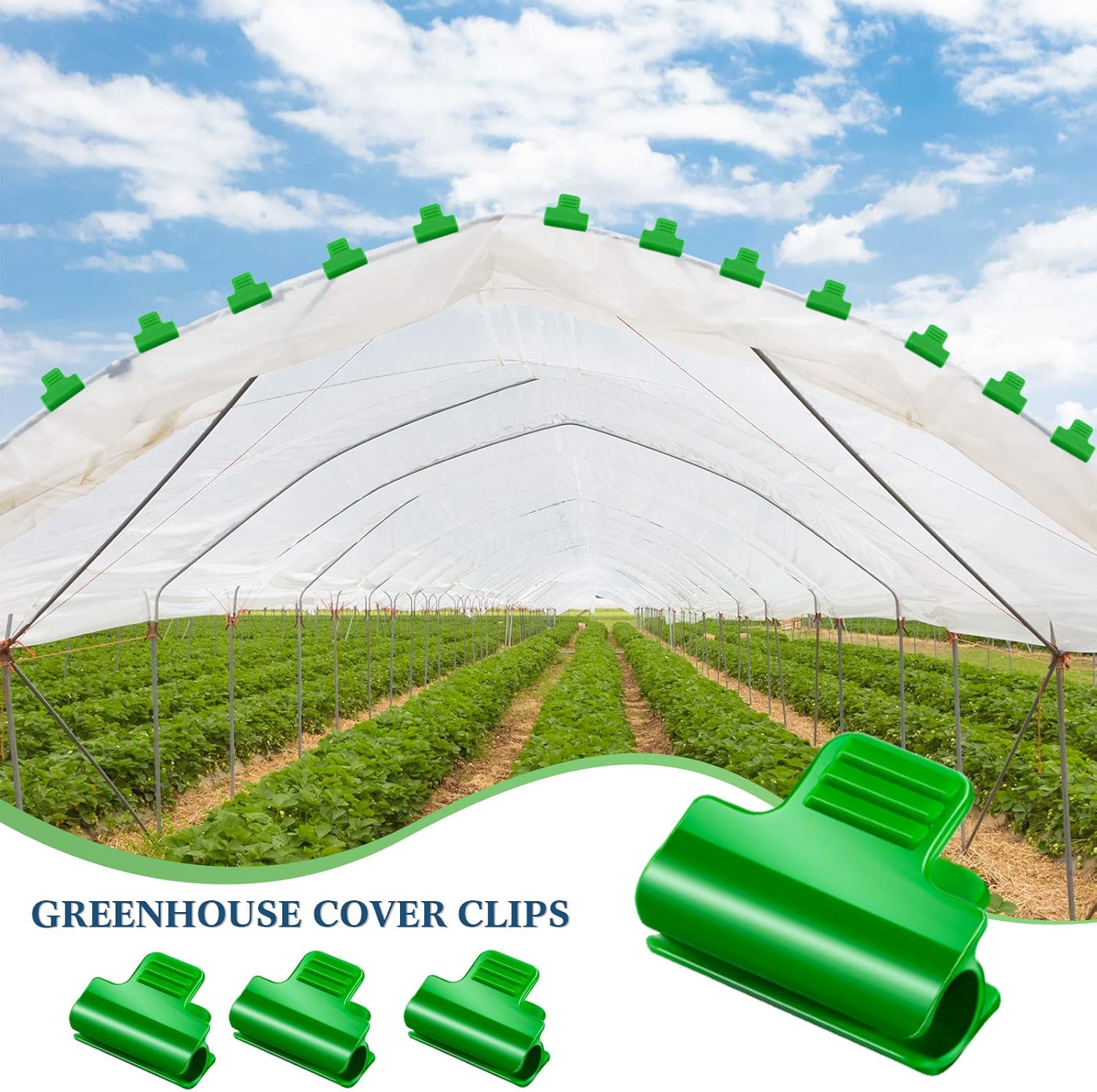 40 Pieces Greenhouse Clamps Film Row Cover Netting Tunnel Hoop Clip Frame Shading Net Rod Clip Greenhouse Film Clamps for Season Plant Extension Support (40 โ image 5