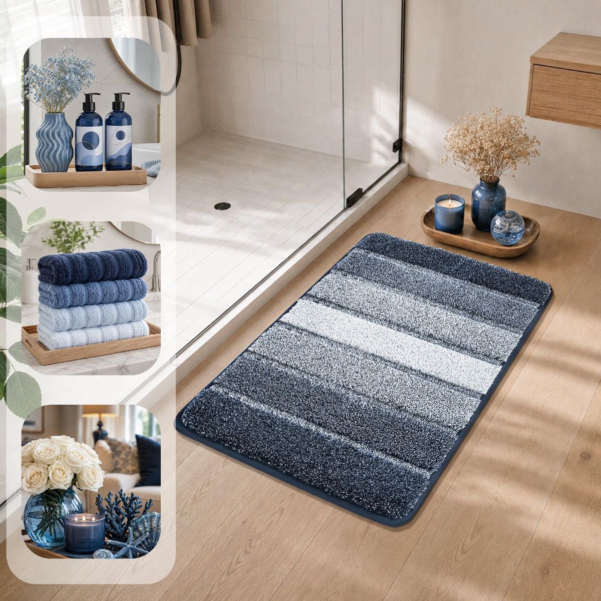 Bathroom Rugs, Ultra Soft Absorbent Bath Mat, Beige | Non-Slip TPR Backing Stays in Place, Machine Washable Bath Rugs Shaggy Rug for Bathroom Floor — image 3