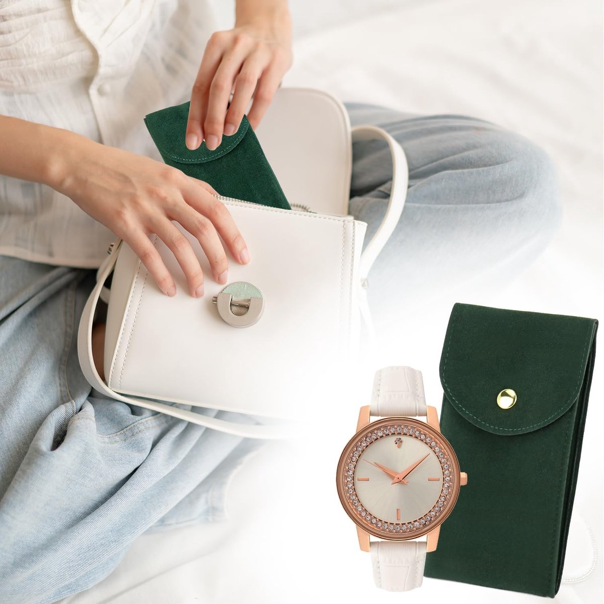Watch Storage Bags - 4 pcs - Watch Travel Bag - Thickened Double-Sided Fleece Watch Envelope - Jewelry Pouch with Snap Closure - Storage Bag - Watch Pouch with โ image 3