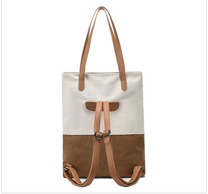 Purple And Brown Canvas Tote Bag for Women - Multi-Use Shoulder Handbag & Backpack, Large Capacity, 30x10x40cm — image 5