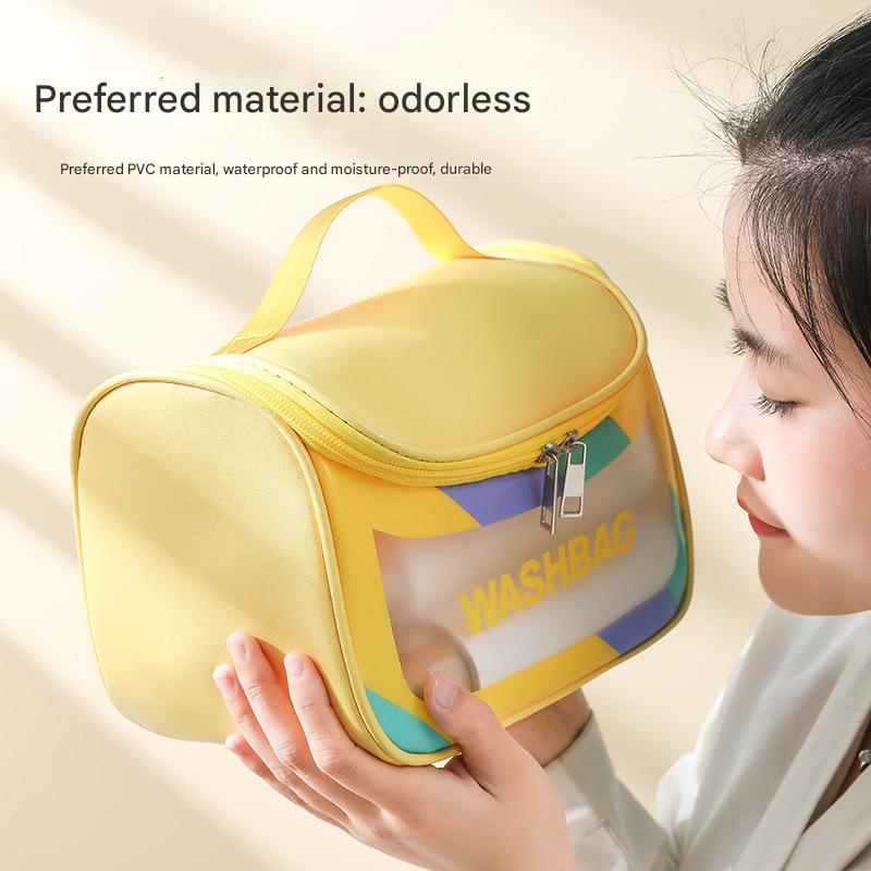 PVC Transparent Cosmetic Bag, Waterproof Portable Travel Organizer with Handle(Green) โ image 3