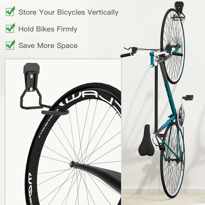 4 Pack Bike Hooks, Iron Hanger Holders, Heavy Duty L-Shaped Storage Wall Mount, Practical Vertical Bicycle Rack For — image 2