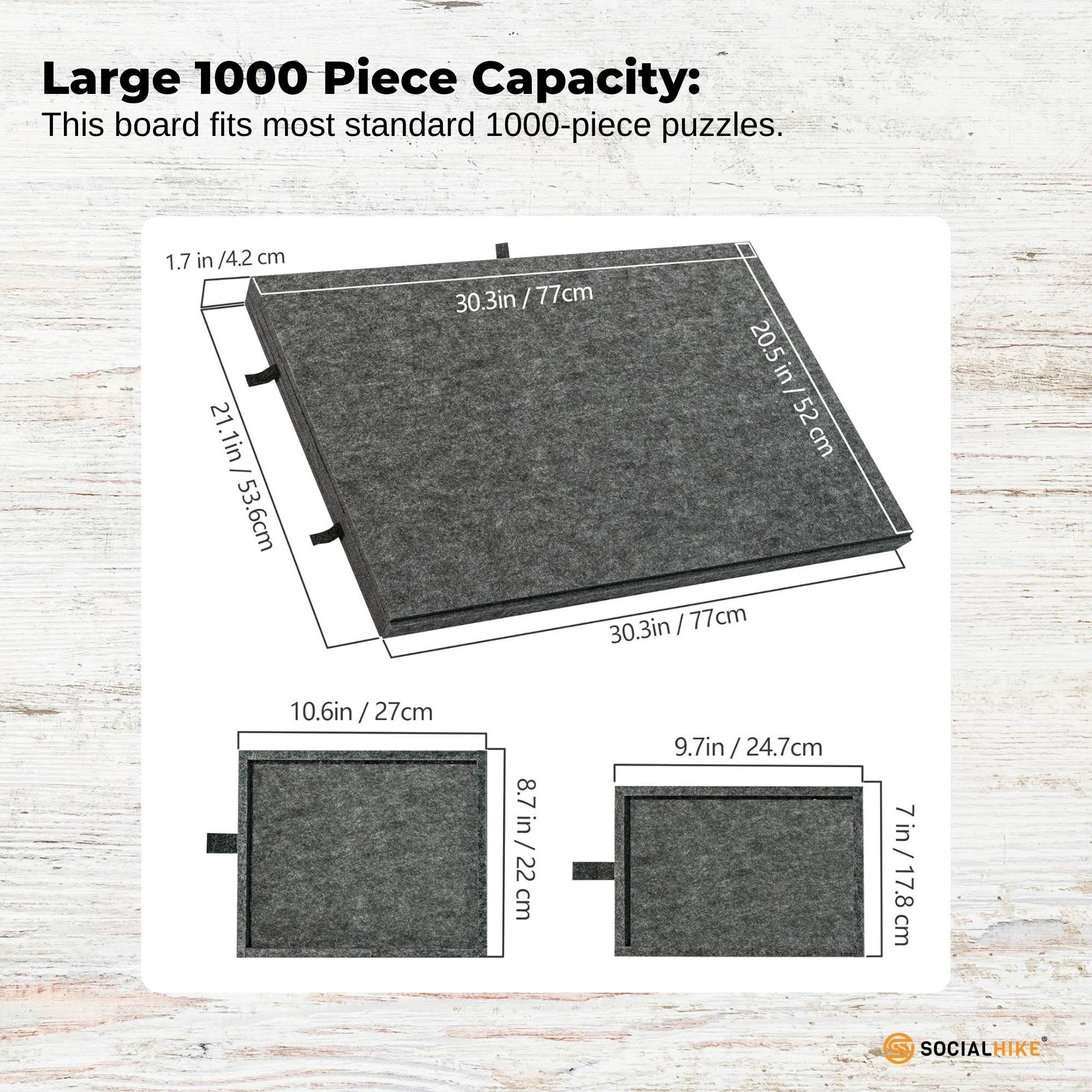 Social Hike Puzzle Board 1000 pcs - Felt Tilting Portable Cover + Drawers Grey โ image 3