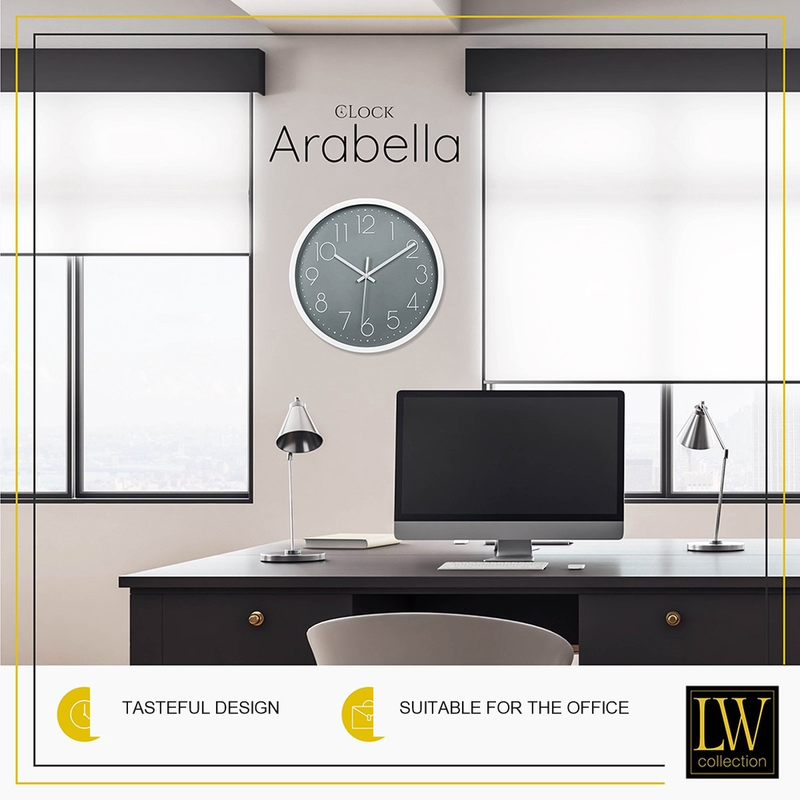 30 cm White and Grey Silent Wall Clock, Modern Analog Quartz Clock for Kitchen, Office and Bedroom — image 2