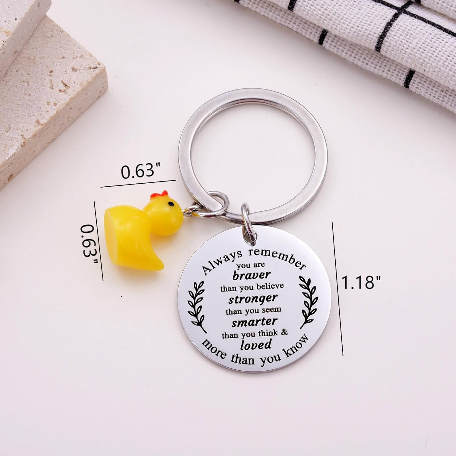 Inspirational Duck Keychain, Cute Lucky Duck Charm Keyring for Friends Teens, Positive Affirmation Duckling Gift — image 3