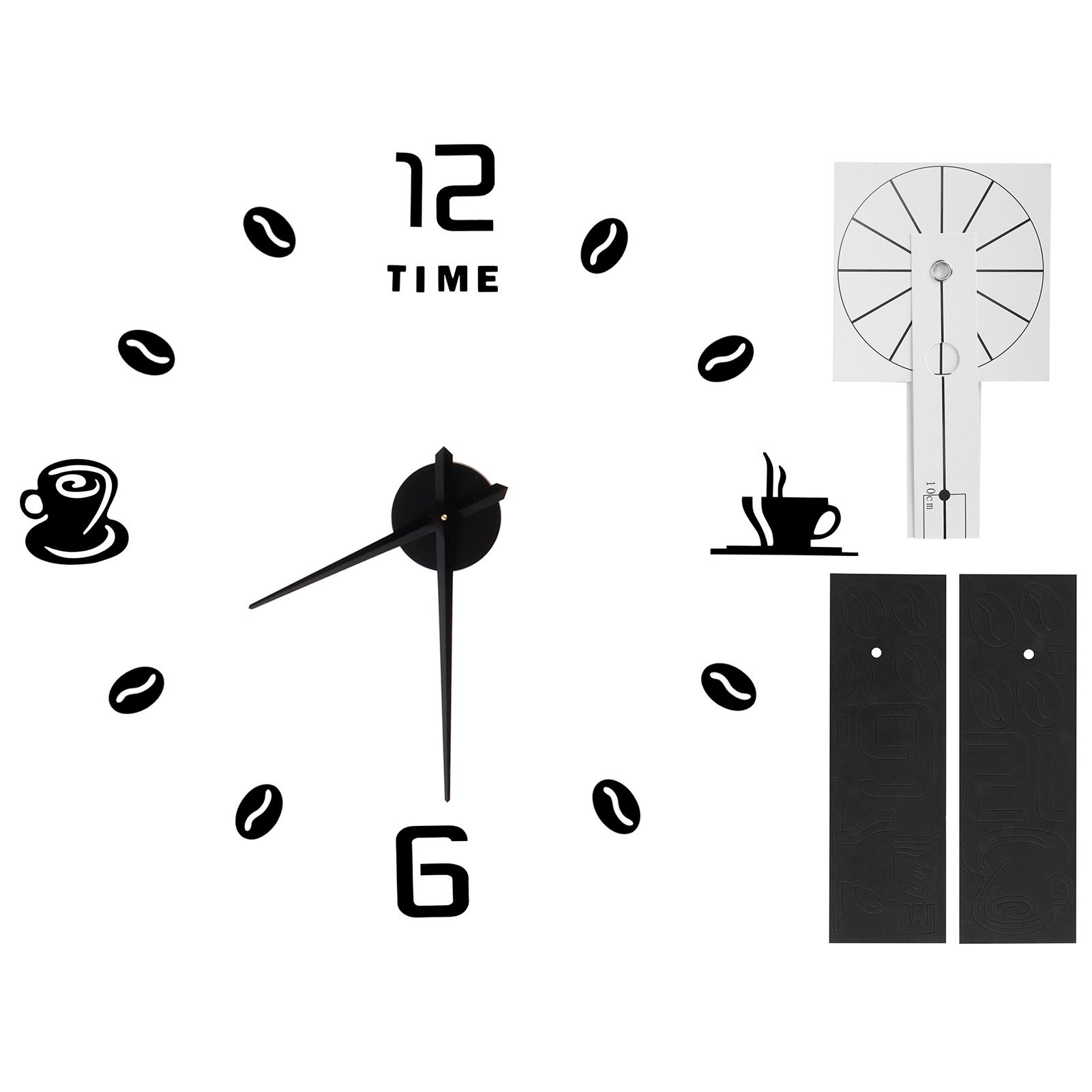 Modern Large Frameless DIY Wall Clock Mirror Surface Sticker for Home Office Room DecorBlack