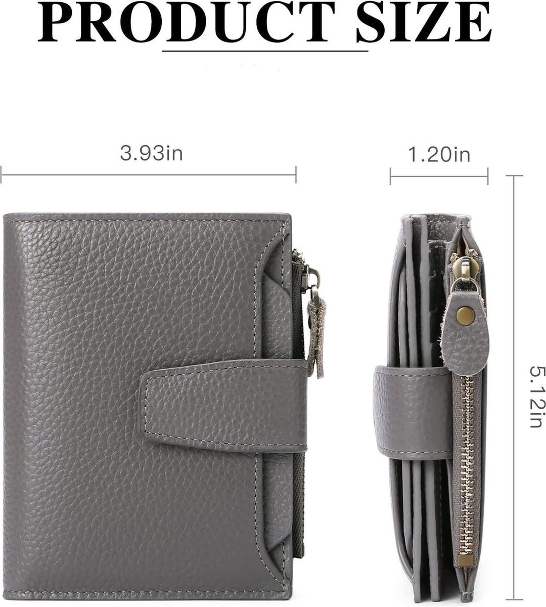 Ladies' Genuine Leather Wallet, Compact Size Card Holder, Blocking, Anti, Skim Protection Card Holder, Dark Grey โ image 4