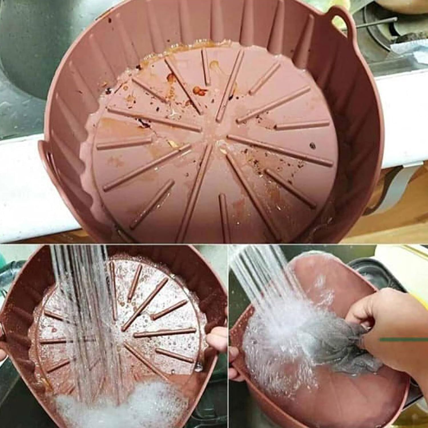 Air Fryer Basket Silicone, Silicone Pot Baking Removable Non-Stick Kitchen Grill Pan Basket, Non-Stick Chip, Dishwasher Safe โ image 2