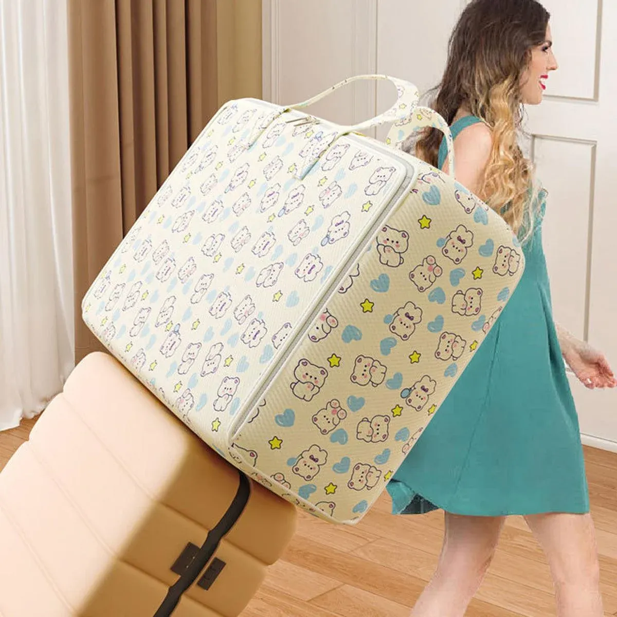 2pcs Foldable Clothes Storage Bag Blanket Organizer Travel Duffel Tote Gym Bag - XL — image 5