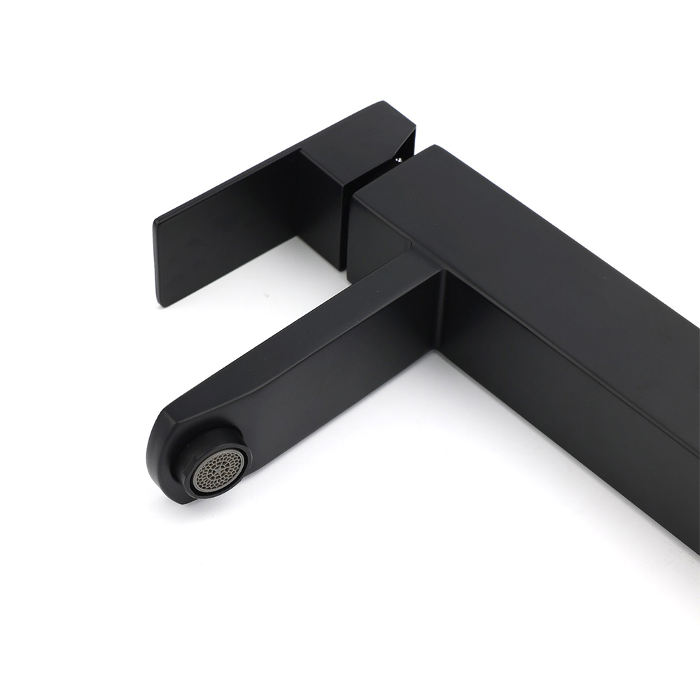 Matt Black Tall Square Basin Mixer Vanity Laundry Counter Sink Faucet Tap Outlet — image 4