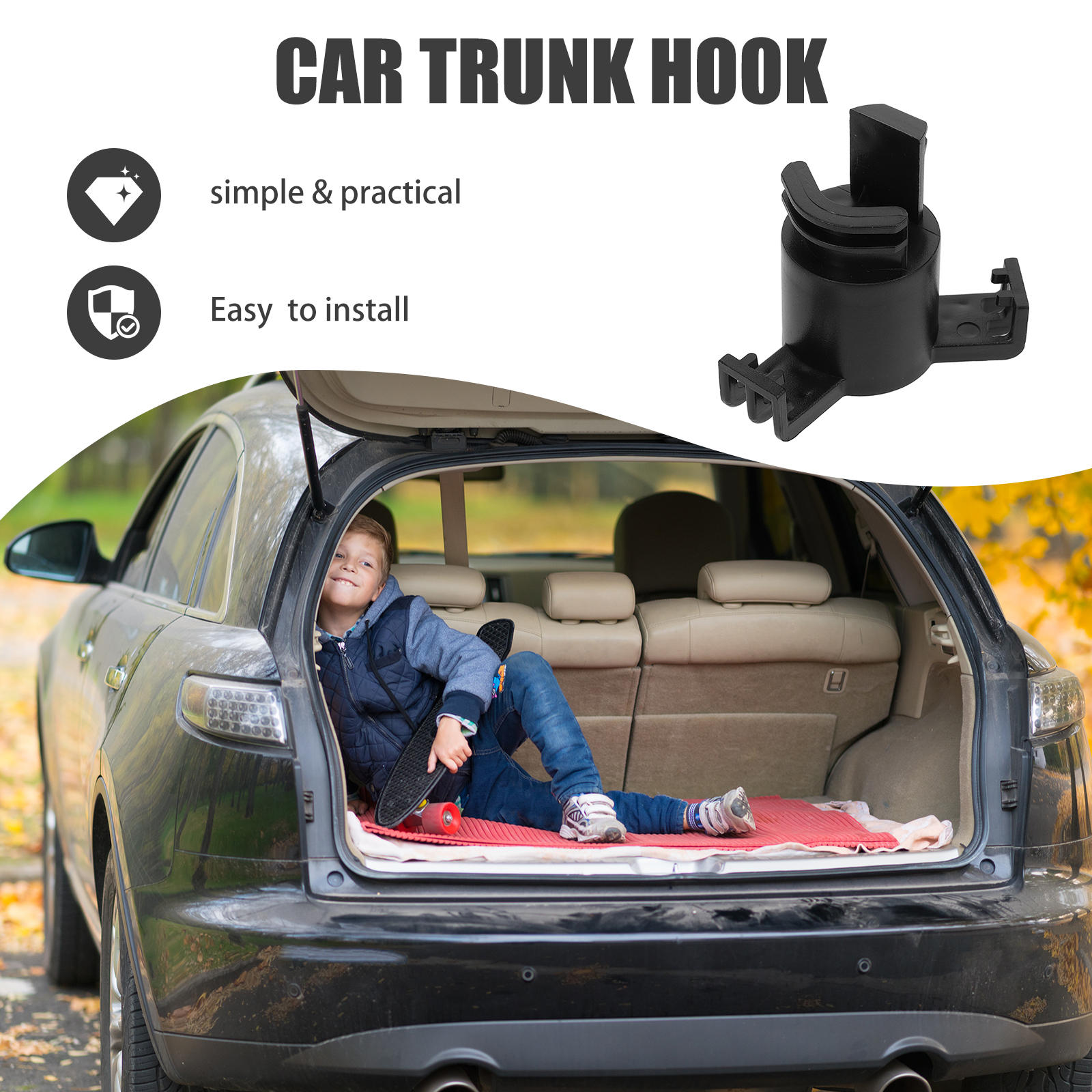 1Pcs Trunk Hook for Car with Simple Design Storage 8.50X6.50X4.00Cm — image 2