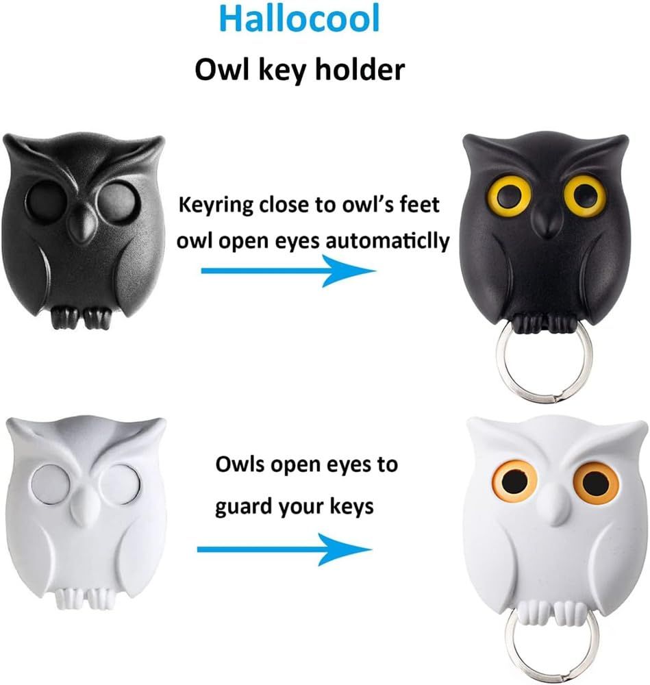 Key Holder,Magnetic Wall Mounted Night Owl Magnetic Wall Key,Automatic Open Close Eyes Owl Key Holder,with Wall Self-(3Pcs) — image 4