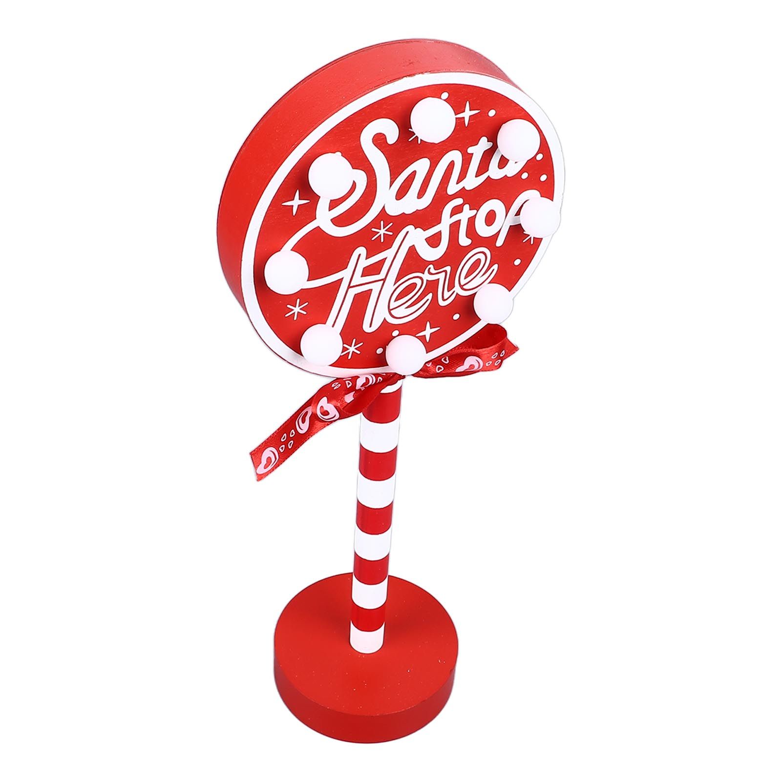 Christmas Stop Here Decor Metal Solid Wood LED Delicate Santa Stop Here Tree Topper for Christmas Party Round 12 × 8 × 30.5cm — image 5