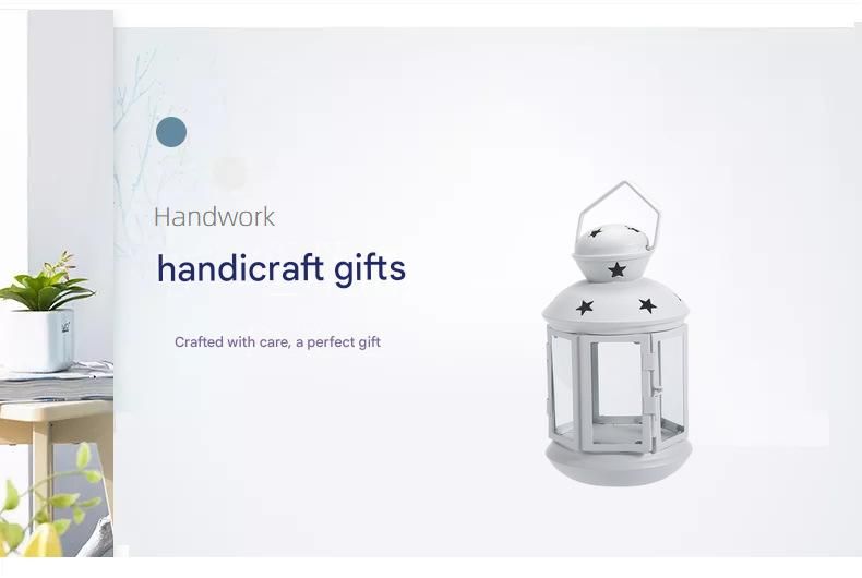 White European Style Star Cutout Metal Candle Lantern - Handcrafted Iron & Glass Decorative Lamp for Christmas, Home, Wedding, Party Easy to carry - Perfect — image 3
