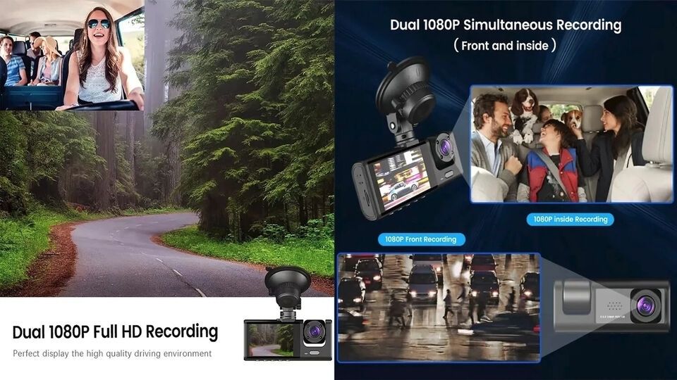 BDI C309 3-Camera 1080P Front & 720P Inside 2 Inch Screen + 480P Back Dash Cam — image 5