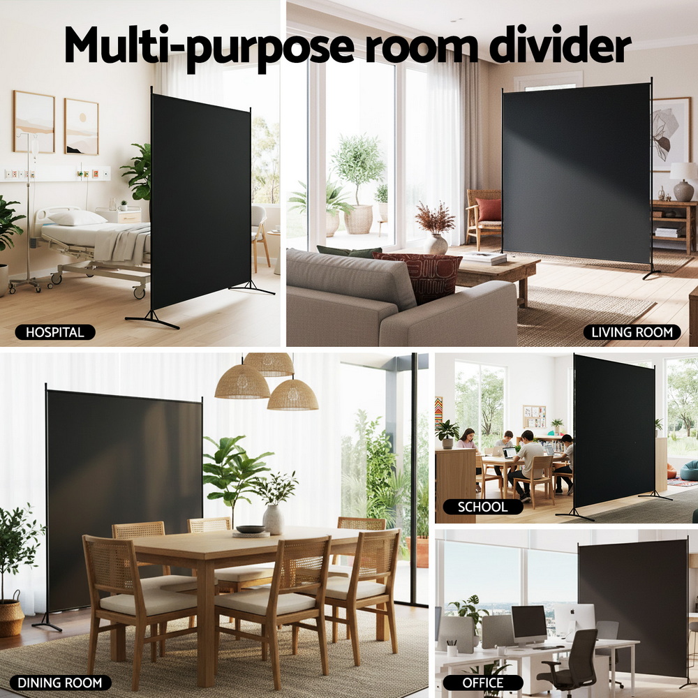 Artiss Room Divider Screen 175x180cm Fabric Black โ image 6