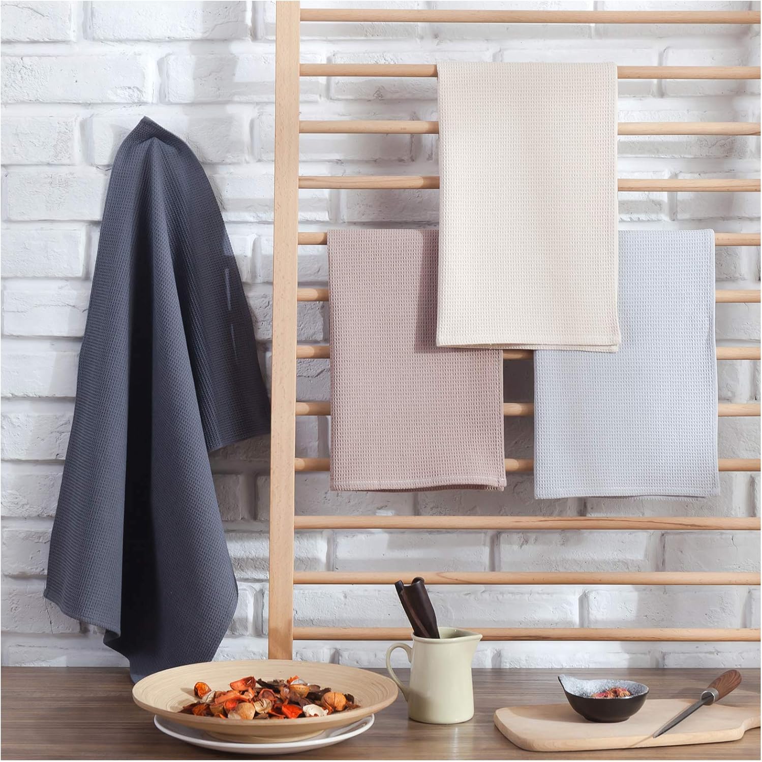 4-Piece Kitchen Towel Set 100% Cotton 43x65cm Highly Absorbent Quick Drying Multifunctional — image 5