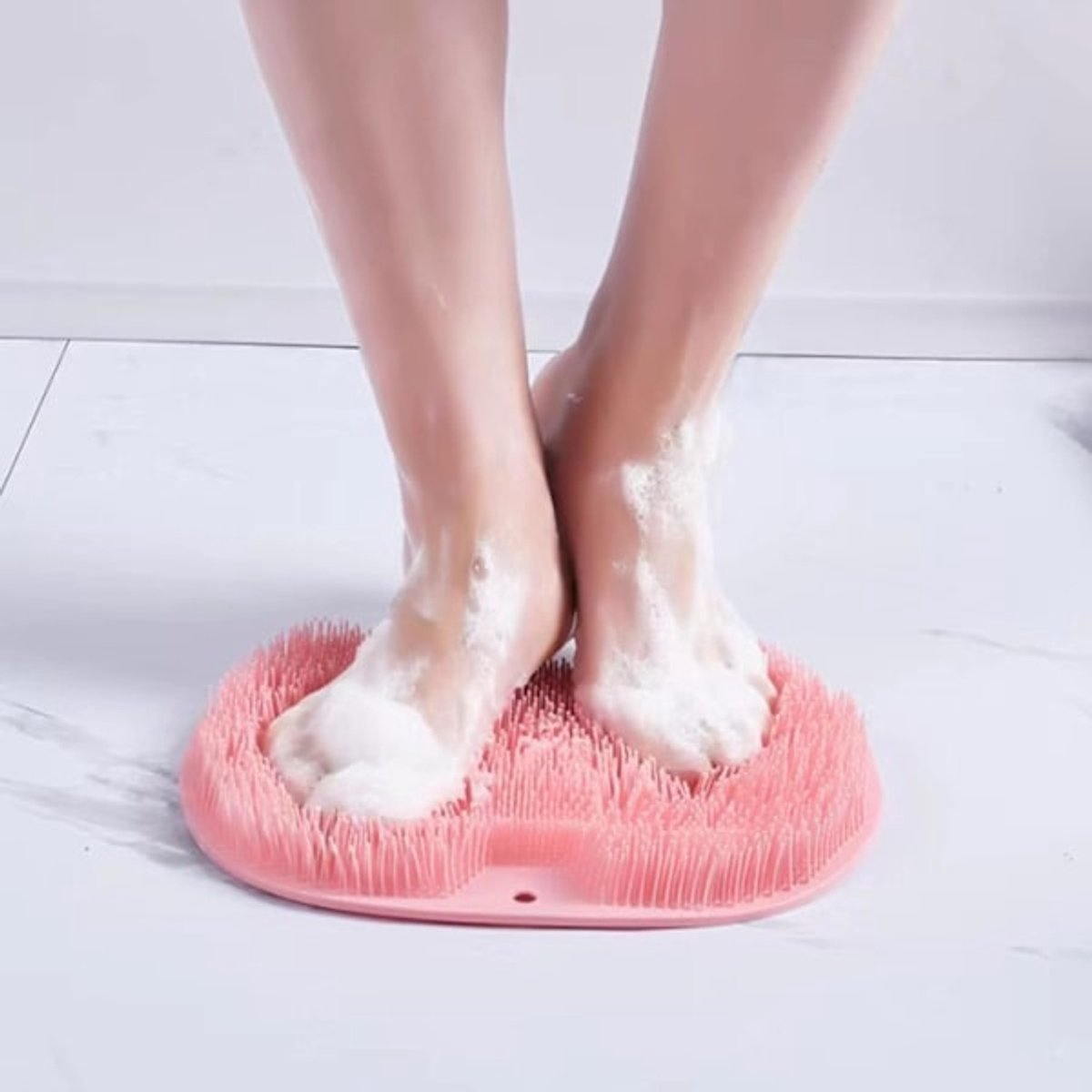 Bathroom Scrubber Mat - Non-Slip Silicone Massage Mat - Shower Back Scrubber - Massage Mat with Non-Slip Suction Cups - Exfoliating Bathroom Mat Pink — image 3