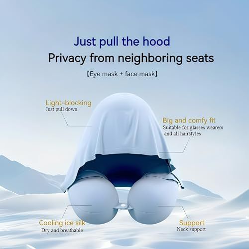 Travel Pillow with Hoodie – Memory Foam Neck Support, Soft & Comfortable, Elastic Removable Washable Cover – First-Class Comfort for Flights, Road Trips, and — image 5