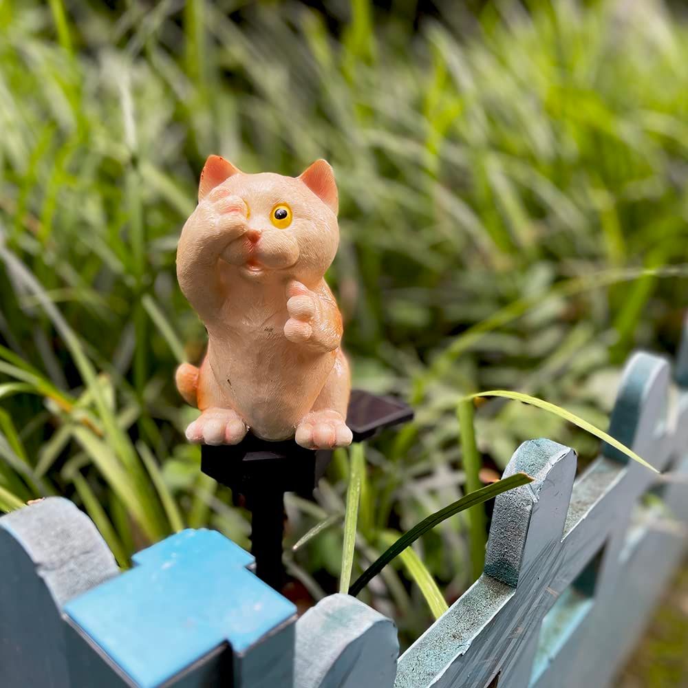 Outdoor Path Solar Powered Cat Stake Lights for Walkway Yard Lawn Landscape Lighting - Cat Solar Cat Outdoor Garden Light — image 4