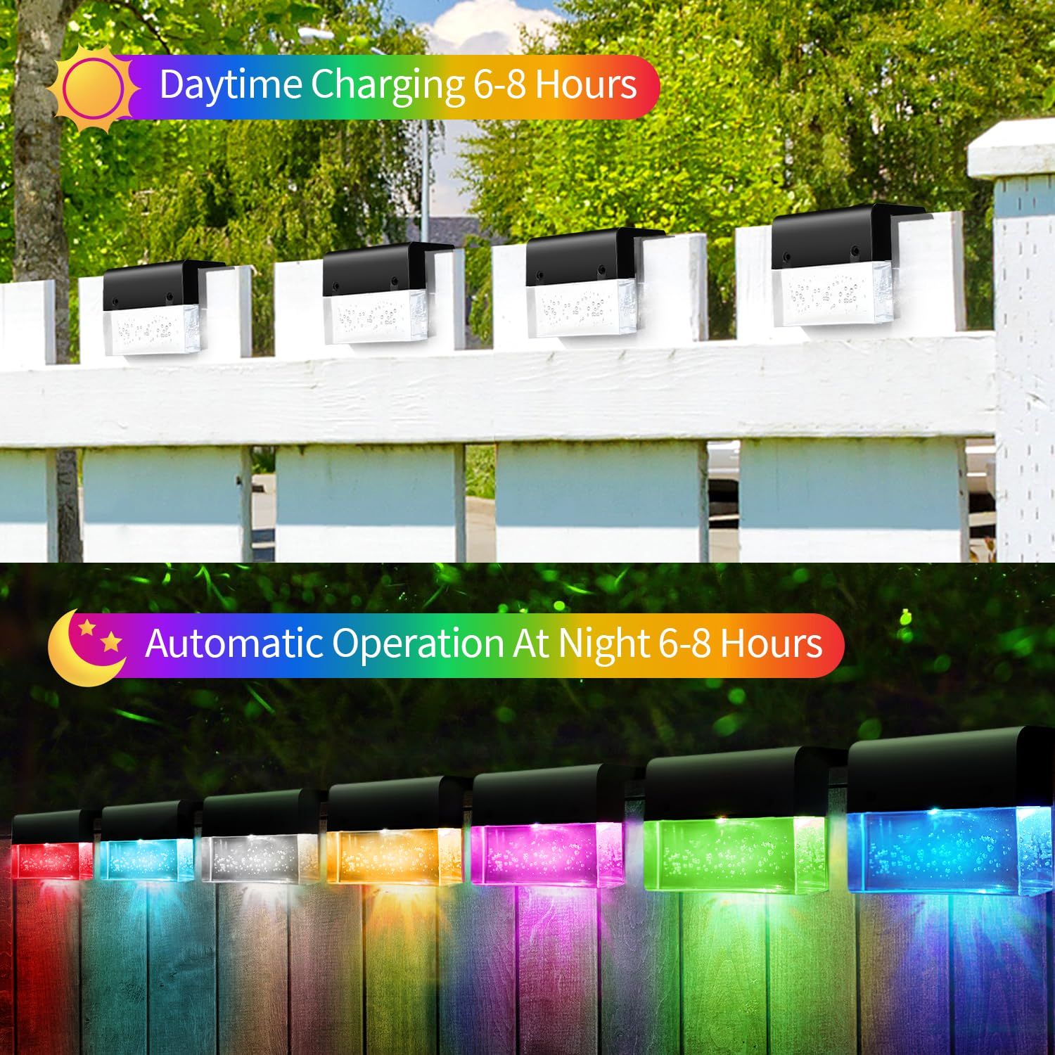4pc Super Bright Waterproof Solar Deck Lights for Outside Stair Fence Step Pool Backyard Decor Warm White/7 Color — image 5