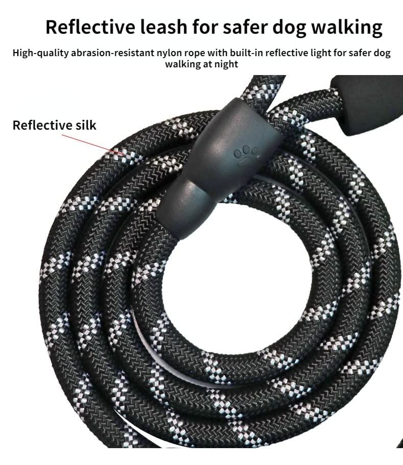5 FT Strong Dog Leash with Comfortable Padded Handle and Highly Reflective Threads for Small Medium and Large Dogs (Black) โ image 5