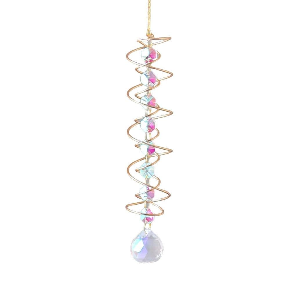 Colorful Crystal Solar Wind Chime KC2 with Spiral Design, Rotating Decor for Window Garden Wedding Gift