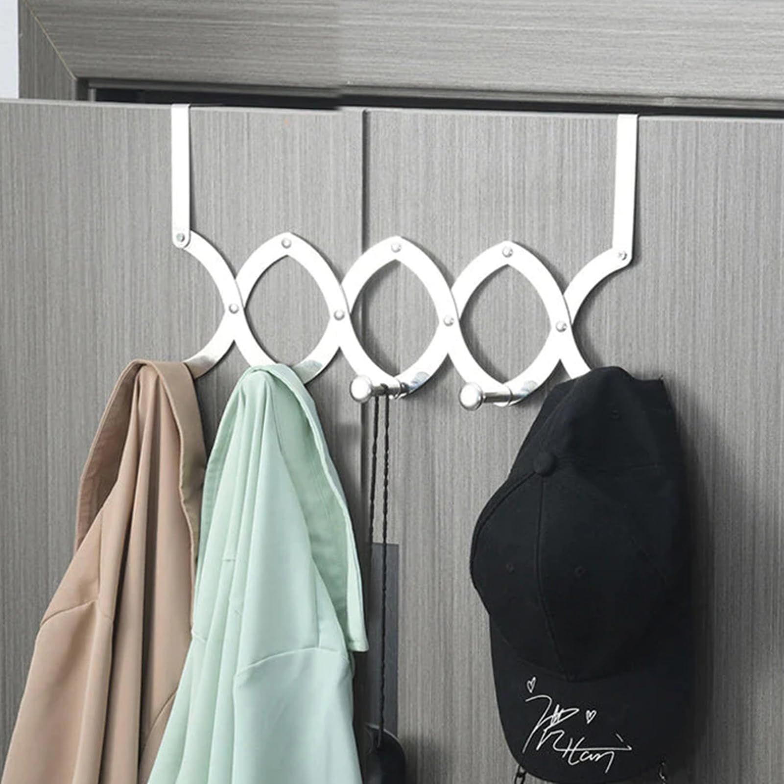 Over The Door Hook 5 Coat Hooks,Over The Door Towel Rack,Door Hanger Over Door Coat Rack for Hanging Towels,Clothes,Bathroom — image 3