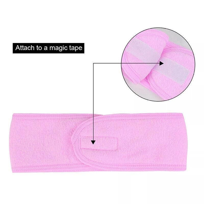 8-Colours Wrap Head Band Hairband Hair Band Adjustable Facial Make Up Face Wash Au - Rose Red — image 5