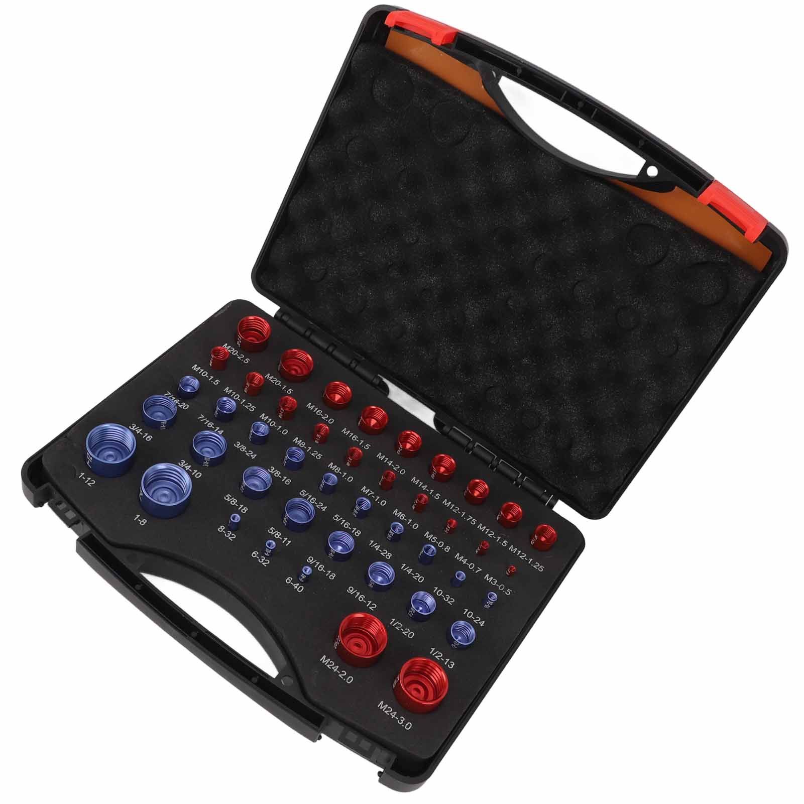 44pcs Nut and Bolt Thread Checker Red Blue Nut and Bolt Size Gauge Inch Metric Nut and Bolt Identifier Gauge Set — image 4