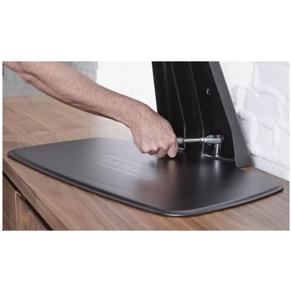 Black Swivel TV Stand with Height Adjustability for Living Room — image 4