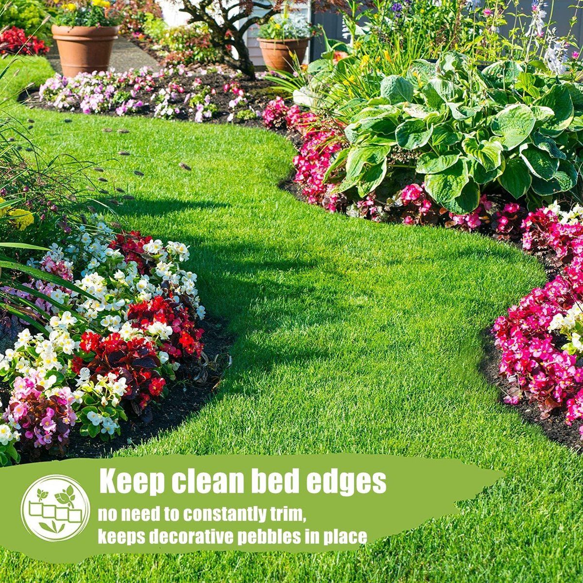 Plastic Garden Edging, Flexible Lawn Border Fence for Garden Boundaries, Flowerbeds and DIY Landscape Projects, Green, 9 m x 15 cm โ image 2
