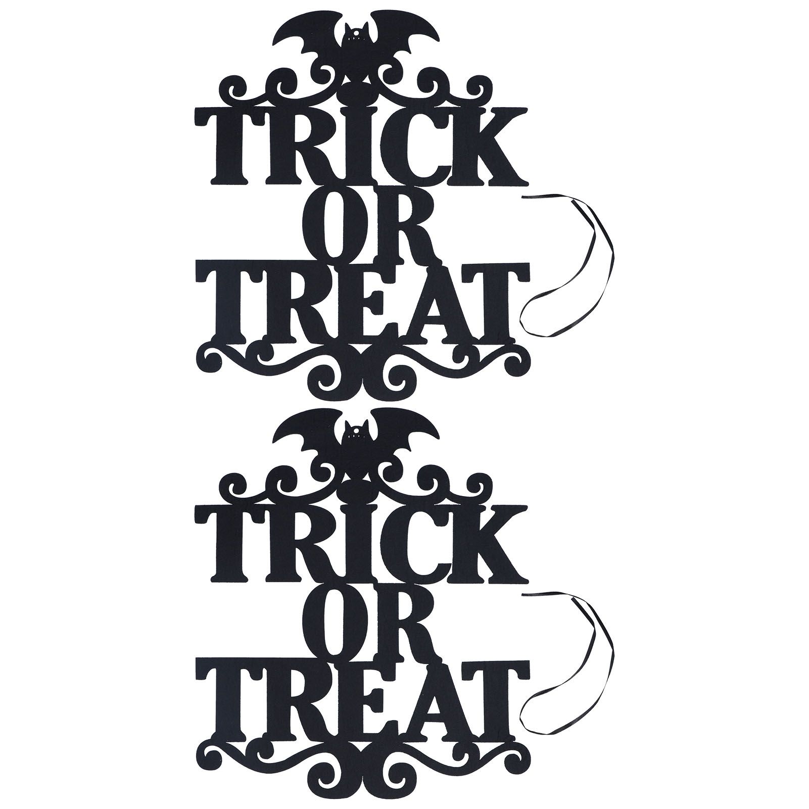 2Set Non Woven Fabric Halloween Hanging Sign Trick Or Treat Hanger for Front Door Party