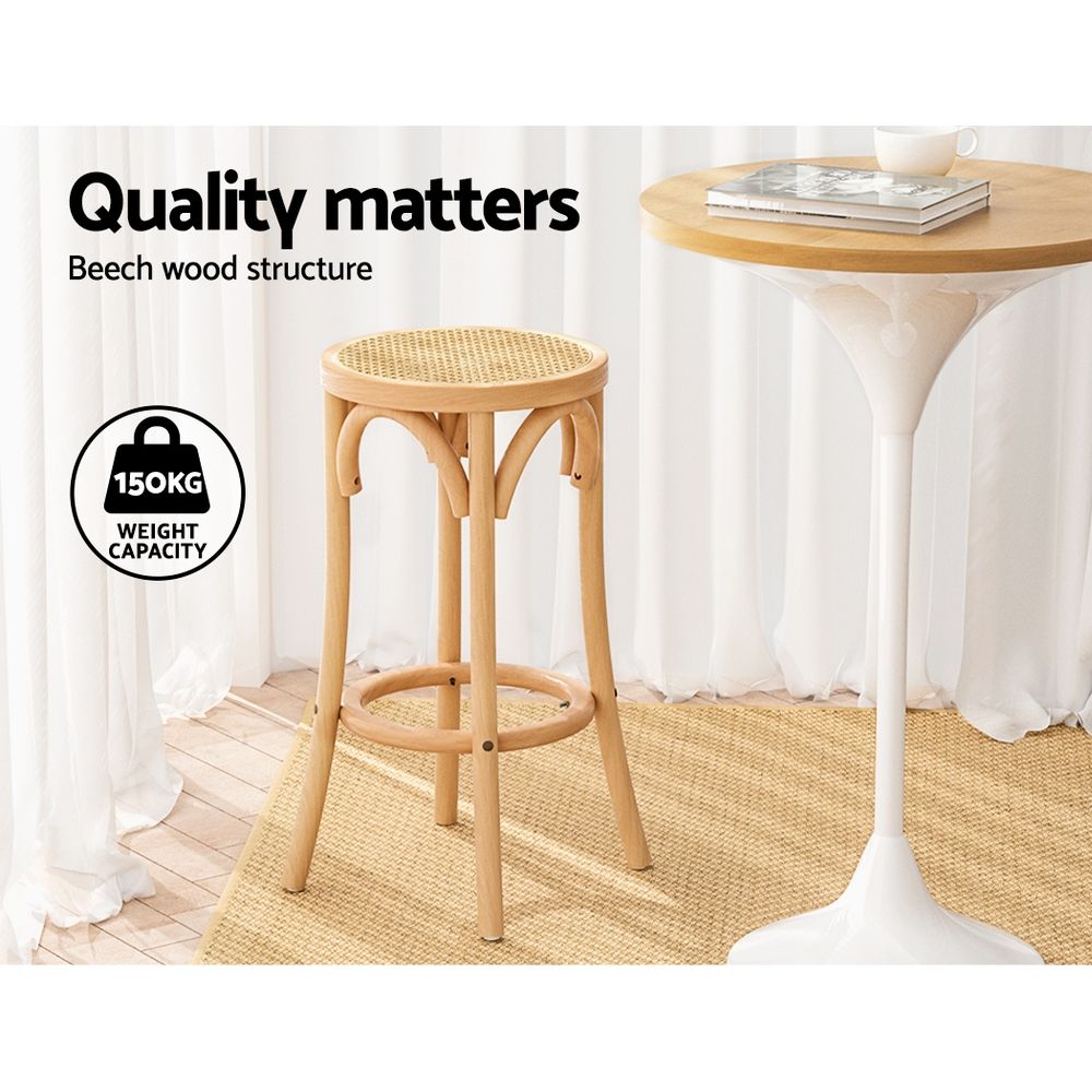 Artiss Bar Stools Set of 3 Kitchen Wooden Bar Stool Dining Chair 65cm β image 6